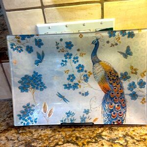 Vintage Cracker Barrel Peacock & Dragonfly Tray